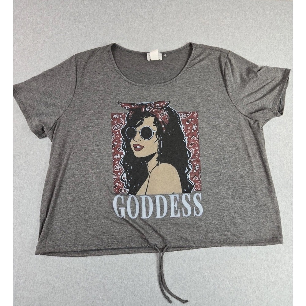 Homegirl Society Womens Size 3X Crop Short Sleeve T Shirt Gray Vintage Graphic
